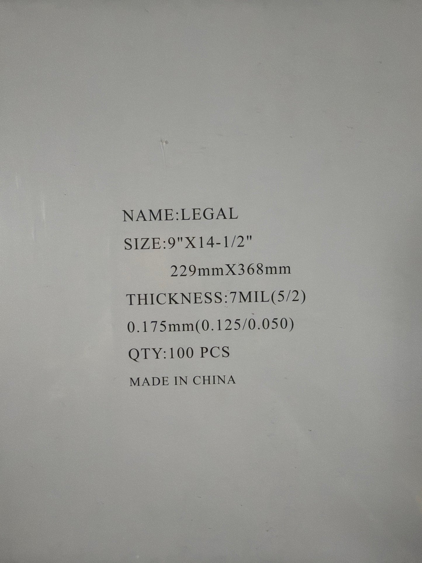 LAMINATING POUCH 7ML LEGAL