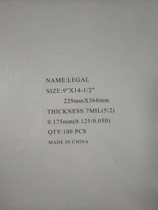 LAMINATING POUCH 7ML LEGAL