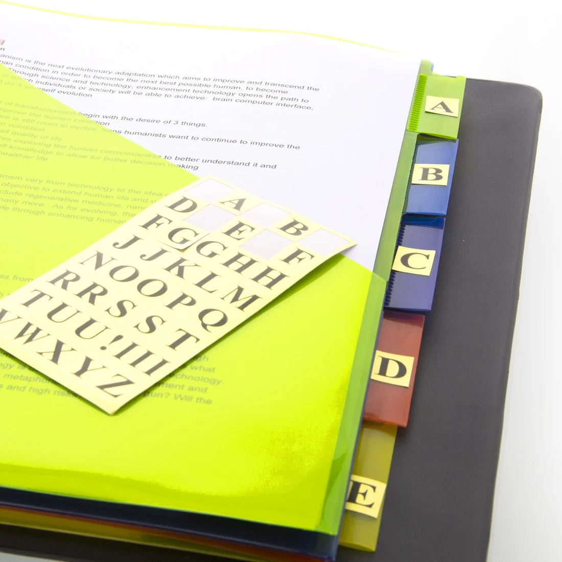 Index Pockets Divider 5-Insertable Color Tabs