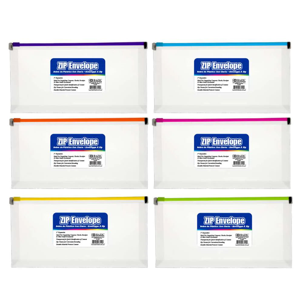 ZIP ENVELOPE COUPON/CHECK SIZE, CLEAR