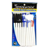 WHITE BARREL STICK PENS ASST INK PQ.10z
