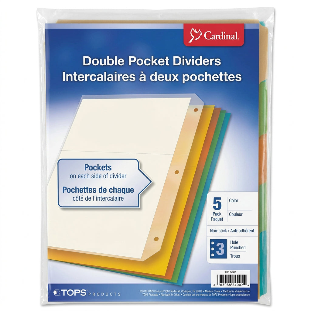 Plastic Pocket Index Dividers 5 Tab Asst Letter - JA Riollano