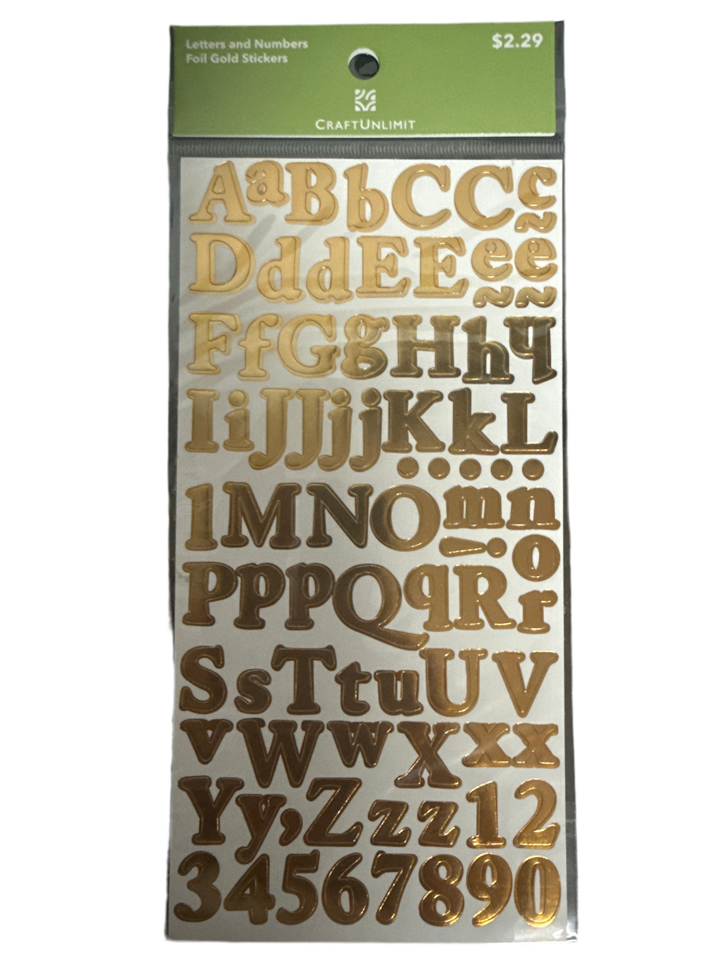 .06" LETTER & NUMBERS STICKERS GOLD FOIL