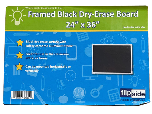 ALUMINUM FRAME DRY ERASE BLACK BOARD 24" X 36"