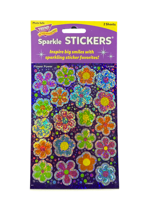 FLOWER POWER SPARKLE STICKERS LARGE