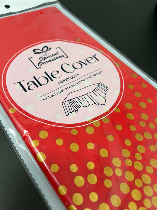 Rectangle Table Cover with Red and Gold dots