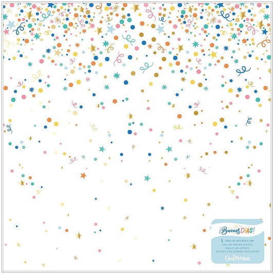 BUENOS DIAS PRINTED ACETATE WITH GOLD FOIL 12X12