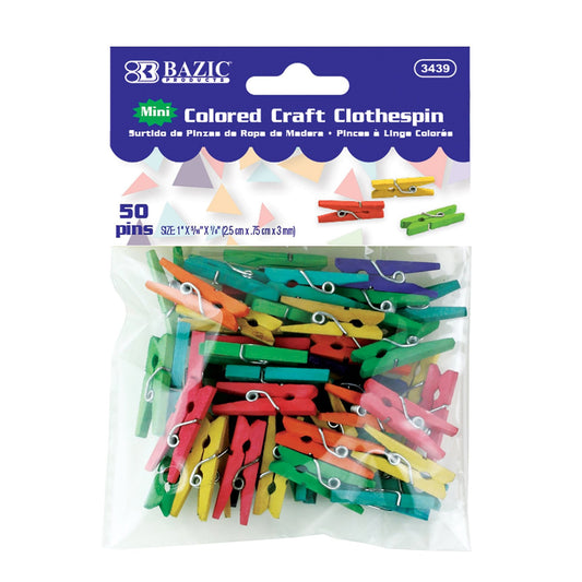 MINI COLORED CRAFT CLOTHES PIN 50/PK