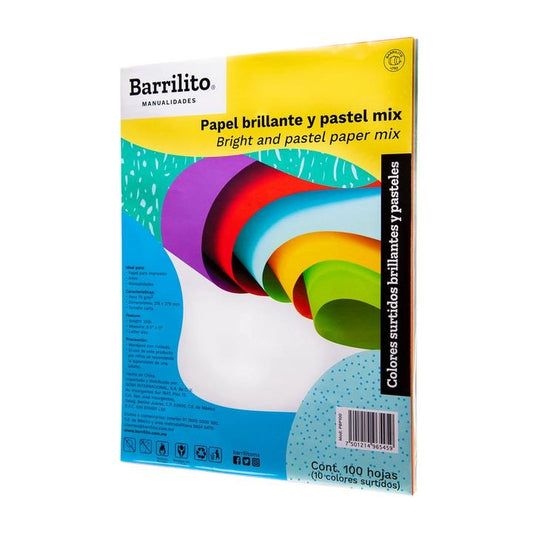 Papel Brillante y Pastel Mix pk 100 Hojas – imagen 1 - JA Riollano