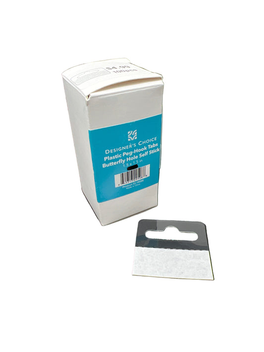 1.5 x 1.5 in. Plastic Peg-Hook Tabs Butterfly Hole Self Stick