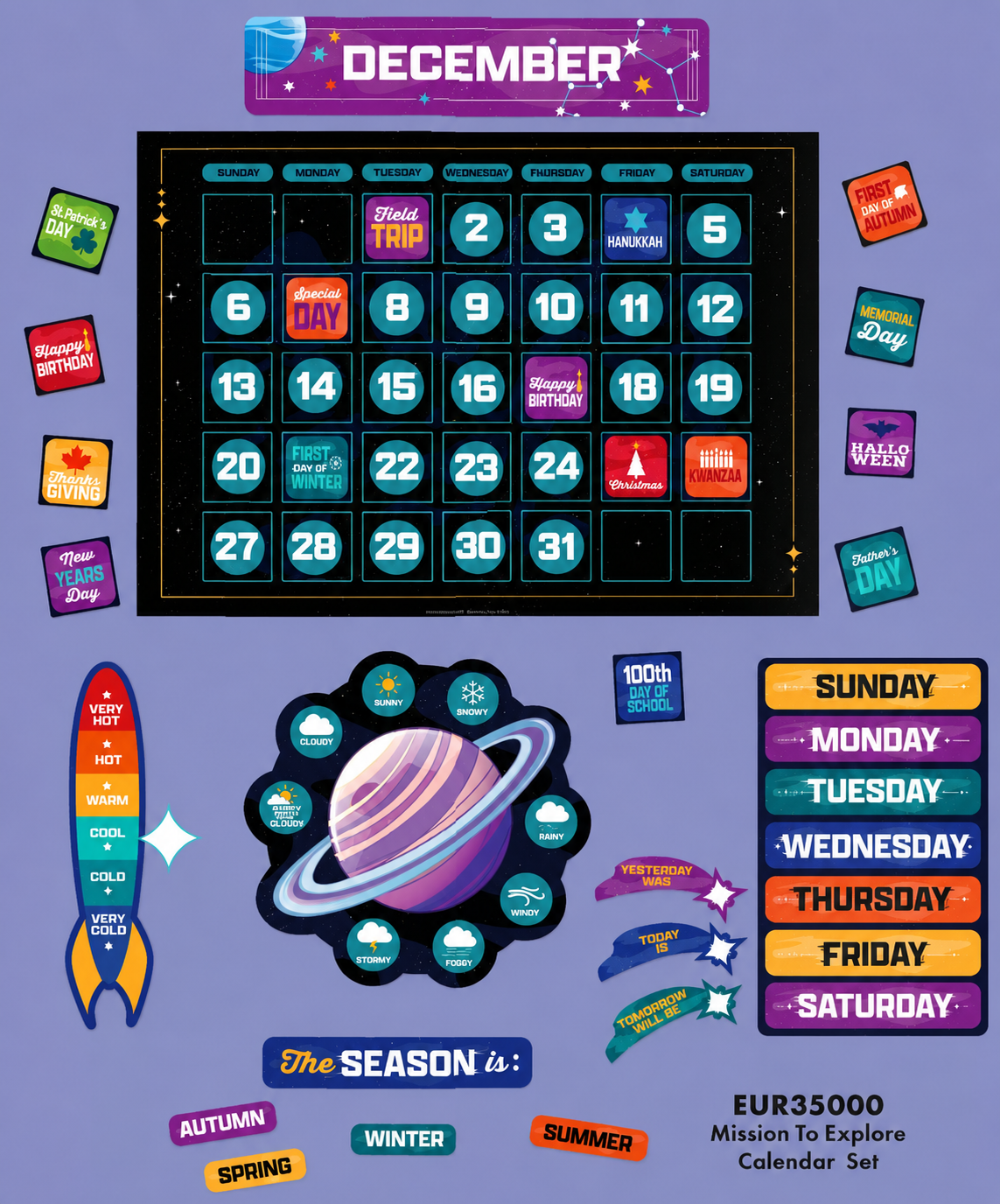 Calendar Bulletin Board Set Mission To Explore