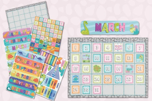 Calendar Bulletin Board Set Dino Quest