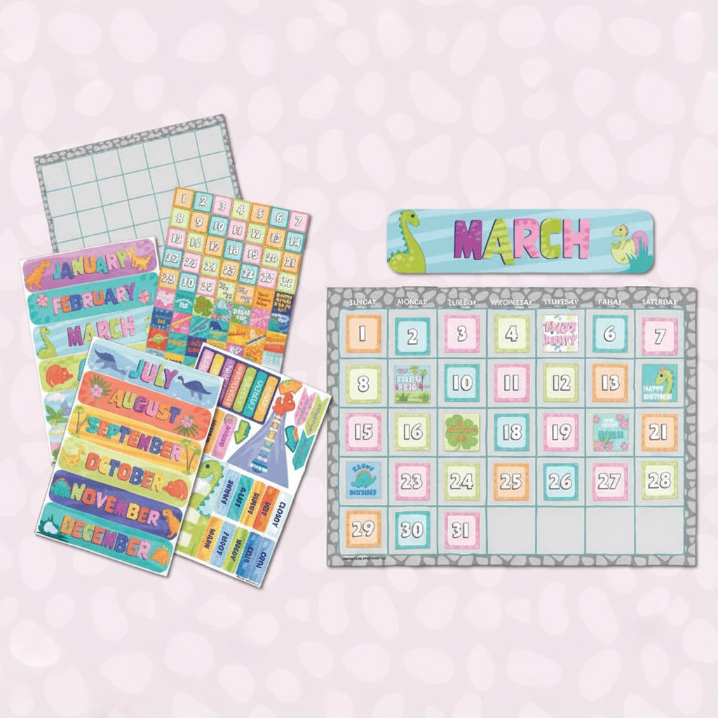Calendar Bulletin Board Set Dino Quest