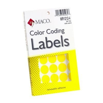CODING LABEL 3/4" YELLOW 1000 PC