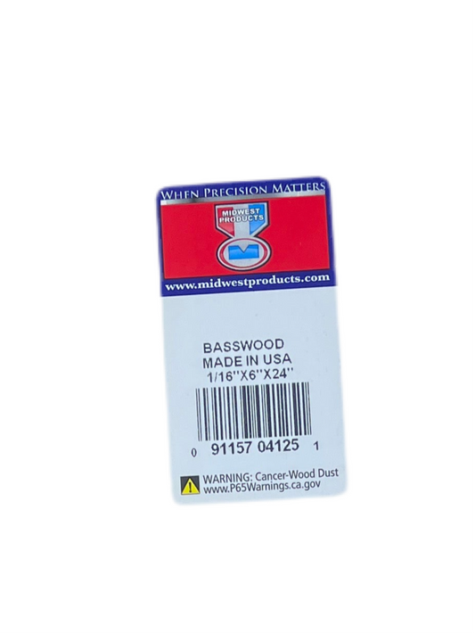 1/16"X6" BASSWOOD SHEET 24"B