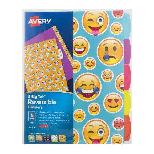 REVERSIBLE FASHION DIVIDERS EMOJIS 5-TAB SET