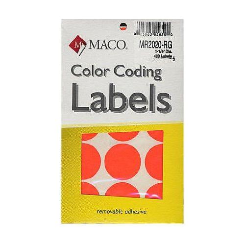 CODING LABEL 1-1/4" RED GLOW 400 PC
