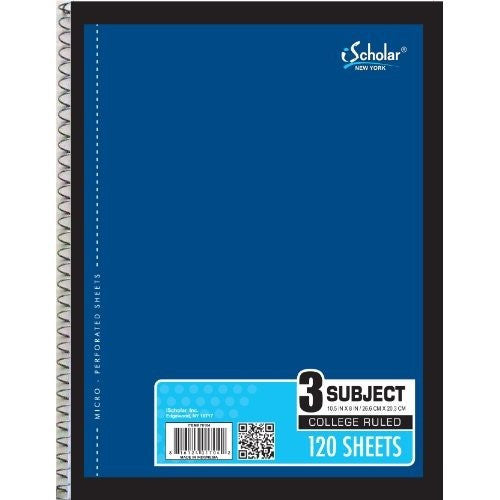 LIBRETA 3 DIV 120 PG ESPIRAL PERFORADA