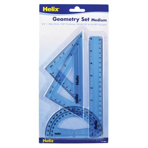 GEOMETRY SET REGLA8"24 TRIANGULOS-PROTRACTOR 4"