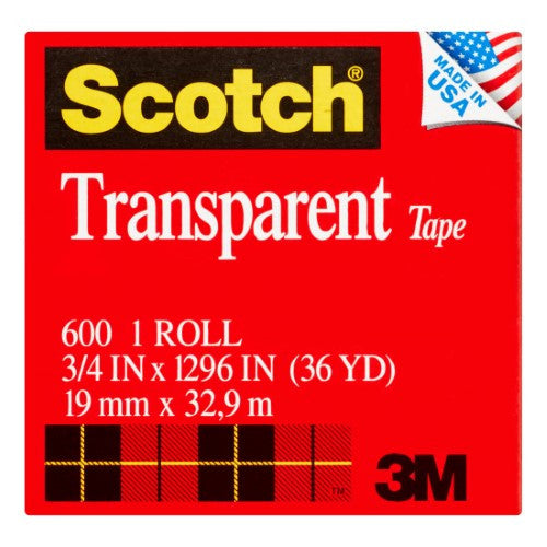TRANSPARENT TAPE 3/4" X 36 YD PAQ.12