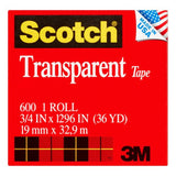 TRANSPARENT TAPE 3/4" X 36 YD PAQ.12