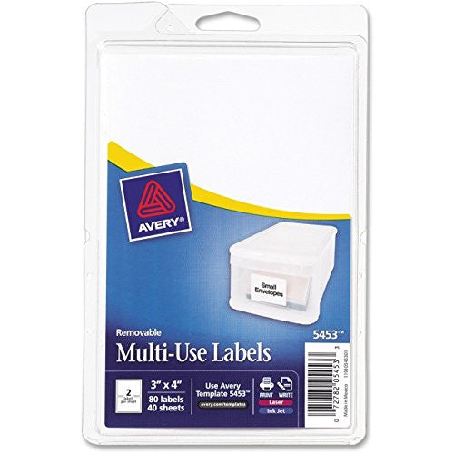 REMOVABLE LABEL WHITE 3" X 4" PQ.80