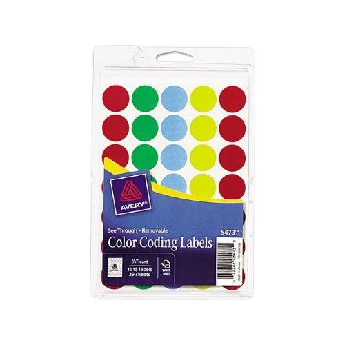 REMOVABLE ASST COLOR CODING LABELS 3/4" PQ.1015