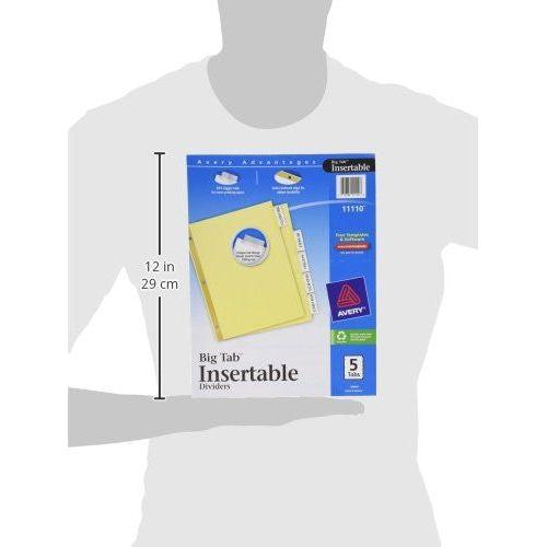 BIG TAB INSERTABLE DIVIDERS BUFF PAPER CLEAR 5 TAB