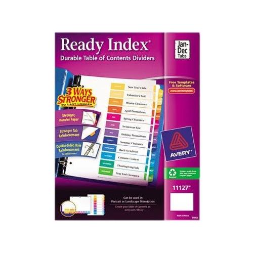 INDEX MONTHLY BINDER DIVIDERS MULTICOLOR TAB 1 SET