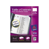 INDEX 1-31 BINDER DIVIDERS WHITE TAB 1 SET