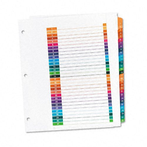 INDEX 1-31 BINDER DIVIDERS MULTICOLOR TAB 1 SET