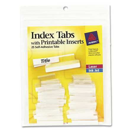 INDEX TABS W/PRINTABLE INSERTS CLEAR 1" PQ.25