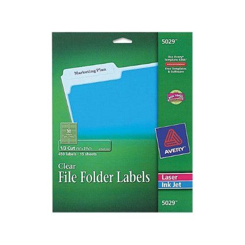 FILE FOLDER LABEL GLOSSY CLEAR 2/3"X3-7/16" PQ.450