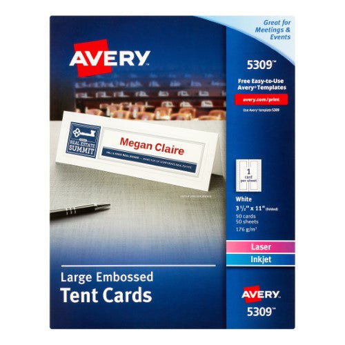 TENT CARDS LARGE WHITE 3-1/2" X 11" PQT.50