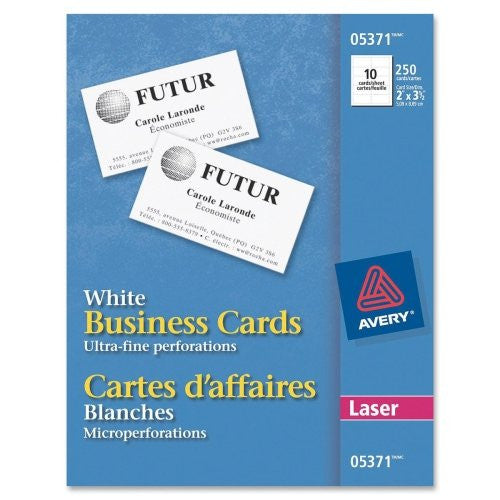 BUSINESS CARD LASER 2" X 3"WHITE PQT.250