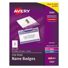 TOP-LOADING CLIP-STYLE NAME BADGE 3" X 4" 40/PK