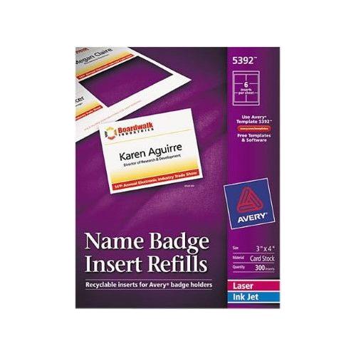 NAME BADGE INSERT REFILLS 3" X 4" 300/PK