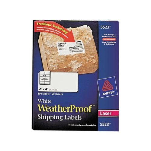 WEATHERPROOF SHIPING LASER LABELS 2" X 4"
