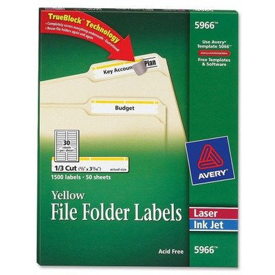 FILE FOLDER LABEL YELLOW 2/3" X 3-7/16" PQ.1500