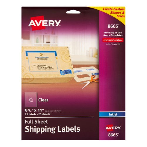SHIPPING LABELS CLEAR 8-1/2" X 11"