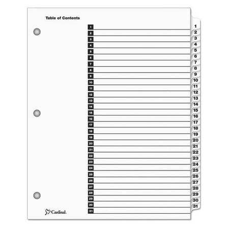 PRINTABLE DIVIDERS 1-31 WHITE LETTER