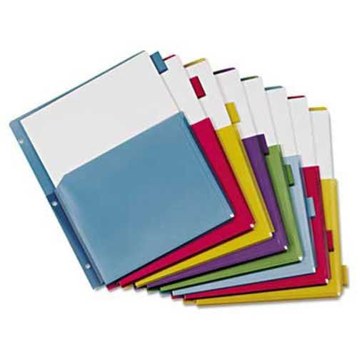 Plastic Exp Pocket Index Divider | 8 Tab | Asst | Letter