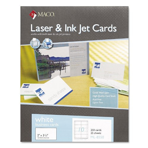 LASER BUSINESS CARDS 2" X 3-1/2" WHITE 250 PC
