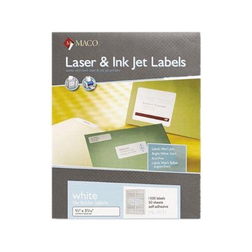 LABELS FILE FOLDER 2/3" X 3-7/16" WHITE 1500 PC