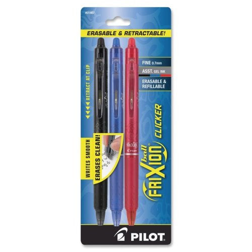 FRIXION CLICKER RT GEL INK FINE ASST. PQ.3