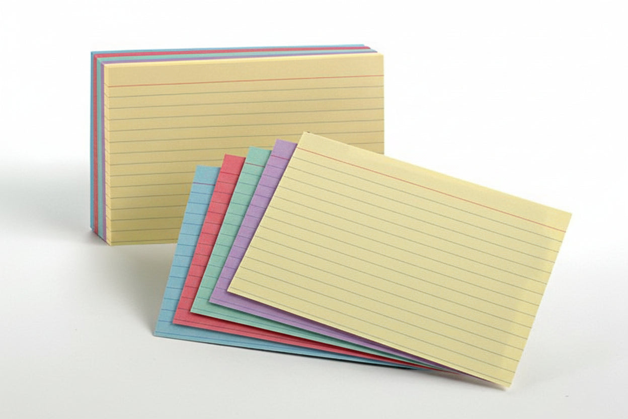 INDEX CARD RULED ASSORTED COLORS 4" X 6" PQ.100