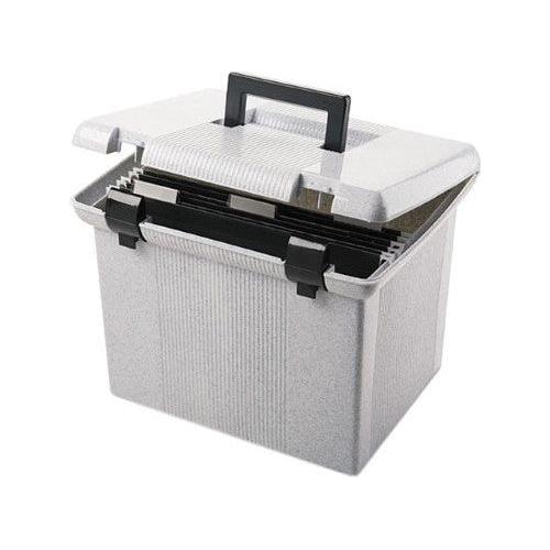PORTABLE FILE BOX W/HANDLE GRANITE