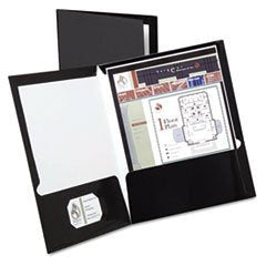 LAMINATED TWIN POCKET FOLDERS BLACK BOX/25