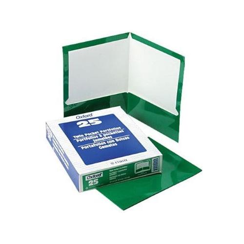 LAMINATED TWIN POCKET FOLDERS GREEN BOX/25