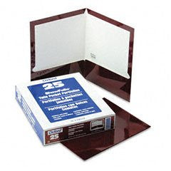 LAMINATED TWIN POCKET FOLDERS BURGUNDY BOX/25